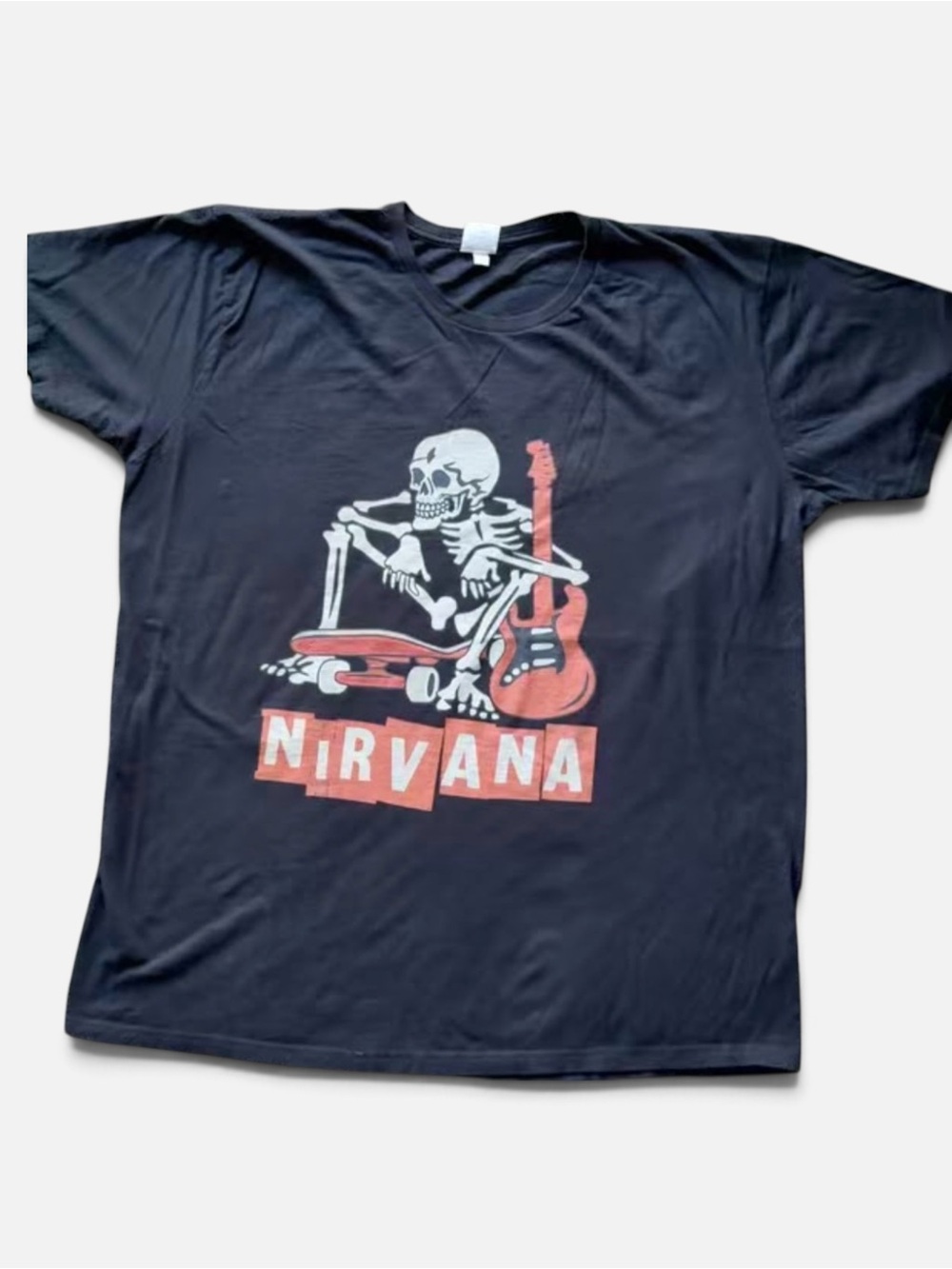 Nirvana Skateboard Skeleton Graphic Band Tee - Size Mens XL